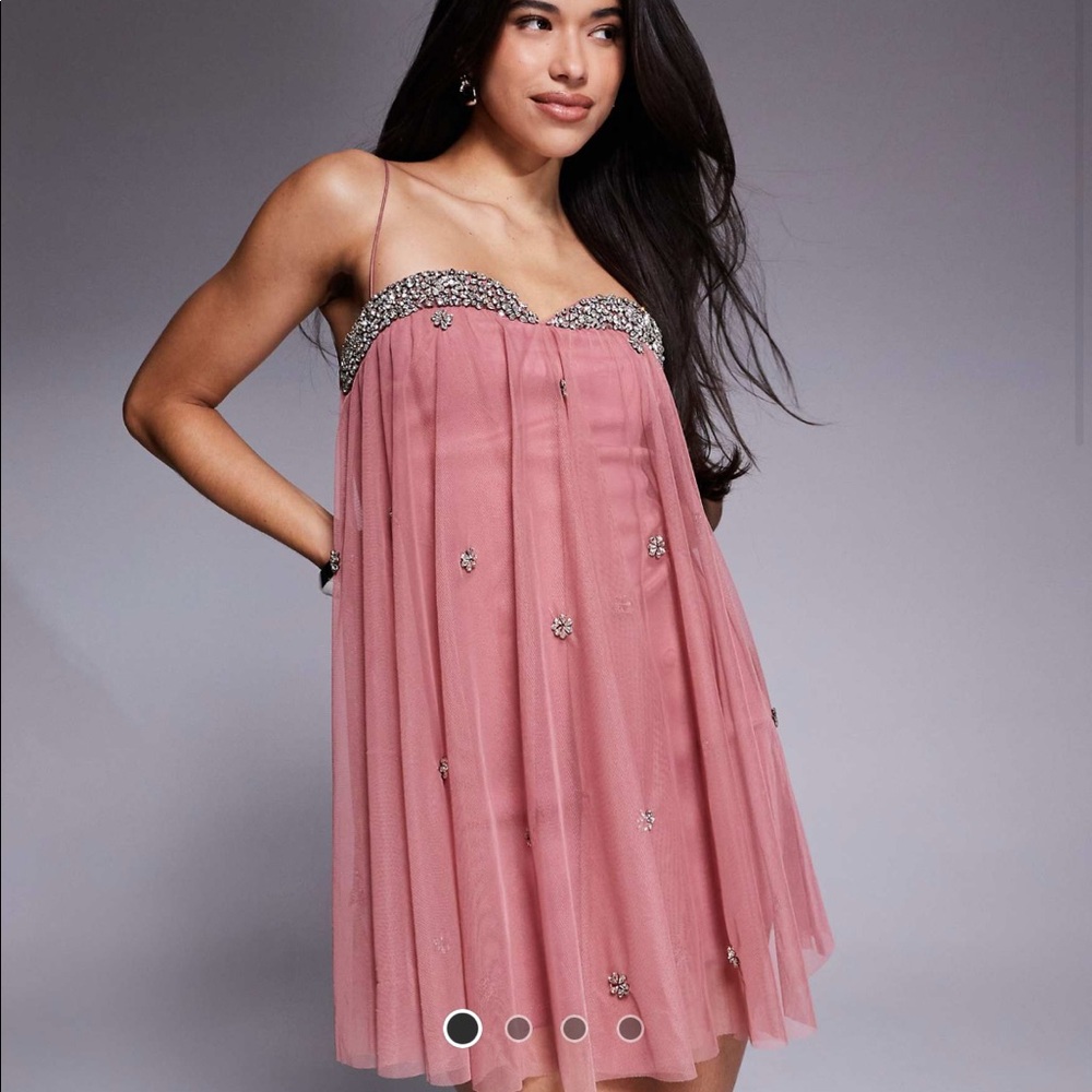 NWT ASOS Design embellished babydoll mini dress